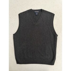 Brooks Brothers V Neck Sweater Vest Italian Lambswool Gray Men's M AMAZING SHAPE